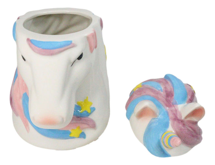 Ebros Gift Sacred Purity White Unicorn With Rainbow Mane Horn Ceramic Cookie Jar Figurine