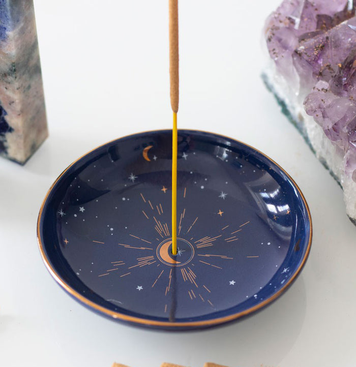 ebros gift Sacred Symbol Astrology Starry Sky Moon And Stars Incense Holder Trinket Dish