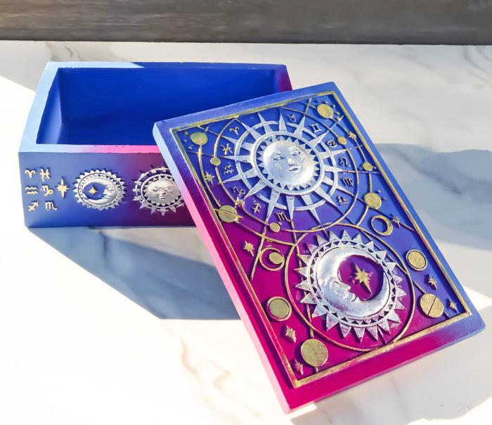 ebros gift Sacred Symbols Celestial Astrology Sun And Moon Tarot Cards Decorative Box
