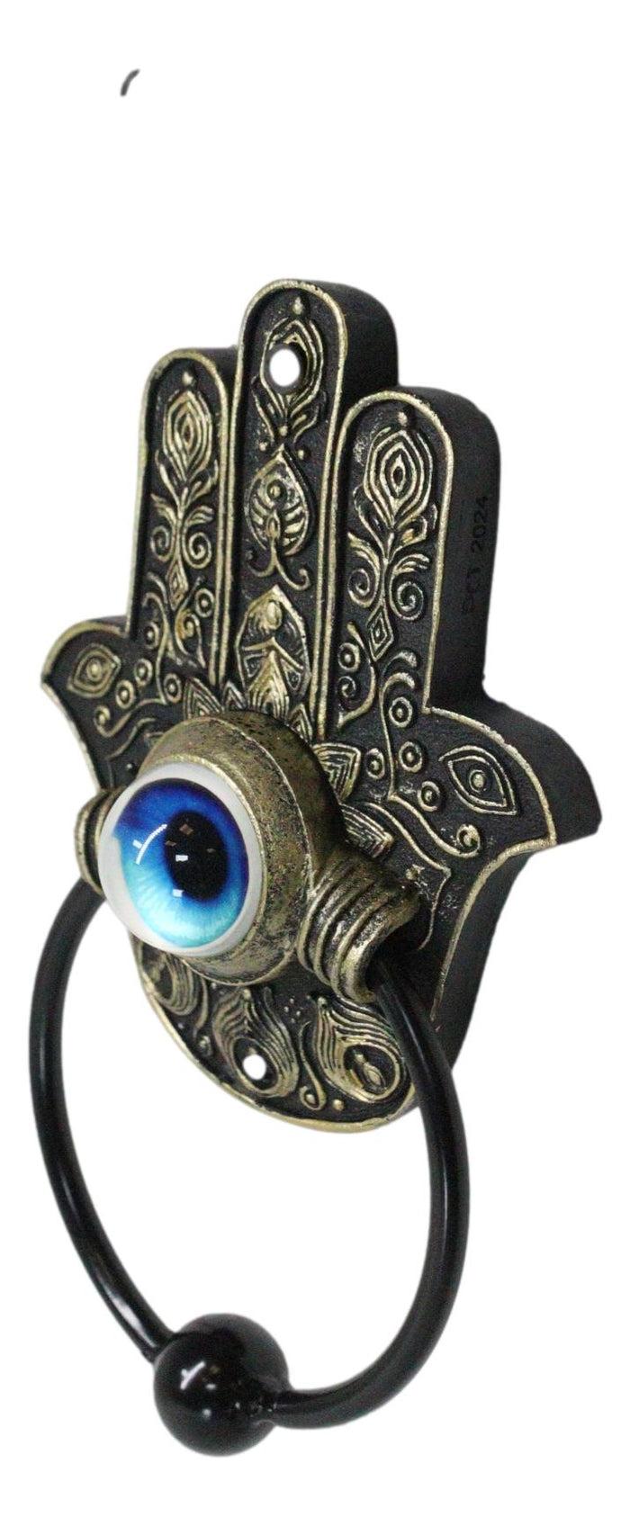 Ebros Gift Sacred Symbols Hand Of God Hamsa Palm Glass Evil Eye Decorative Door Knocker