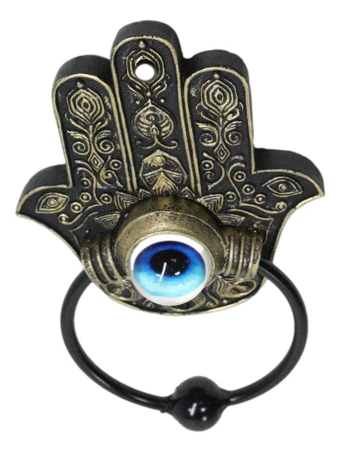 Ebros Gift Sacred Symbols Hand Of God Hamsa Palm Glass Evil Eye Decorative Door Knocker