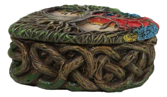 Ebros Gift Sacred Tree Of Life Yggdrasil With Dendritic Roots Colorful Heart Trinket Box