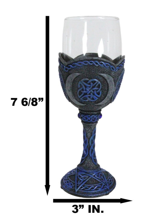 Ebros Gift Sacred Triple Moon Goddess Pentagram Wicca Celtic Knot Wine Glass Goblet Chalice