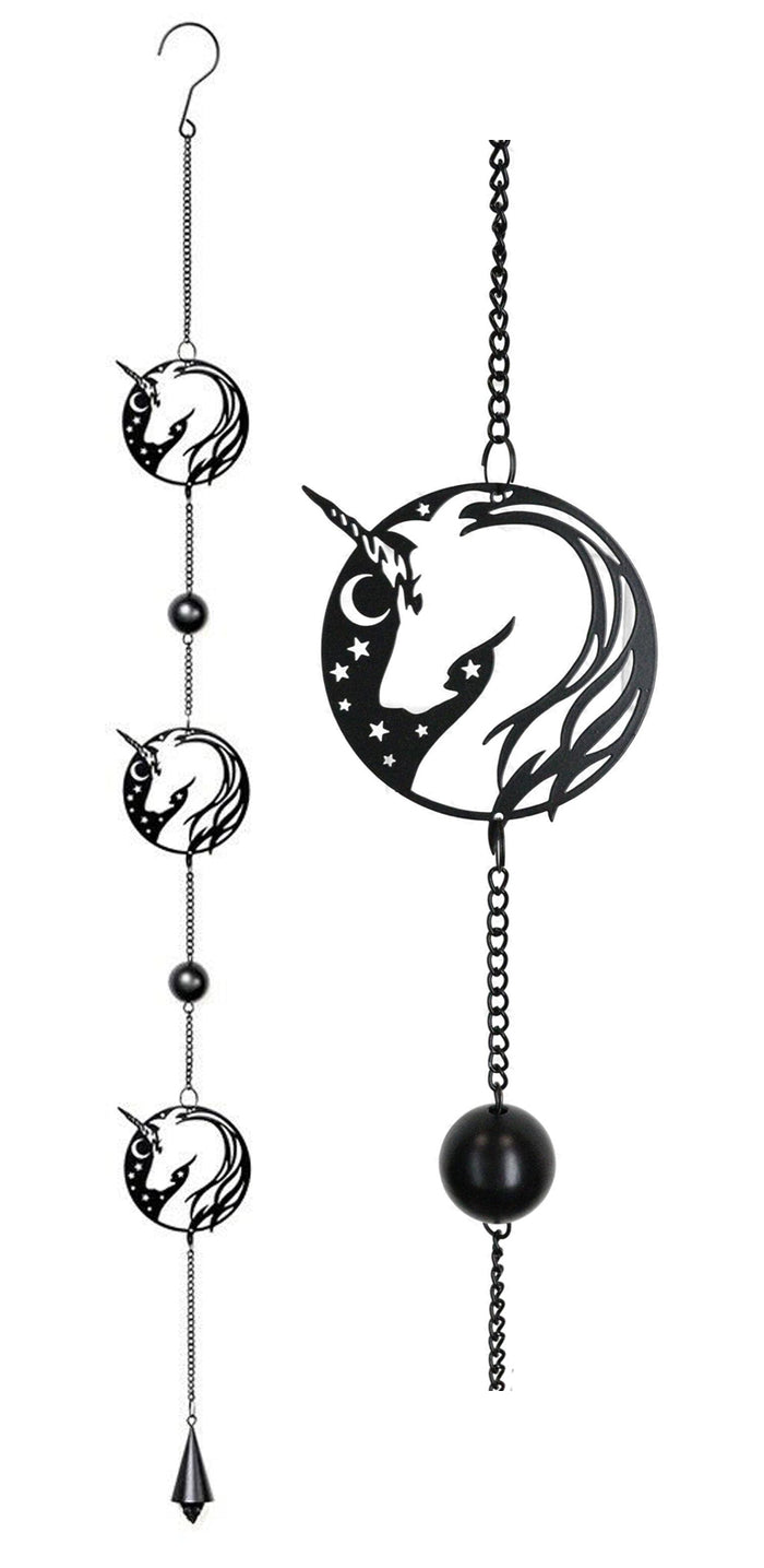 Ebros Gift Sacred Unicorn Horse With Moon And Stars Metal Wall Hanging Mobile Wind Chime