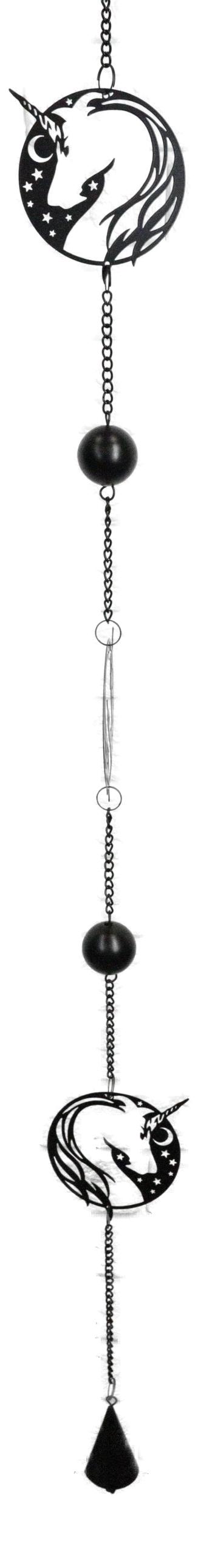 Ebros Gift Sacred Unicorn Horse With Moon And Stars Metal Wall Hanging Mobile Wind Chime