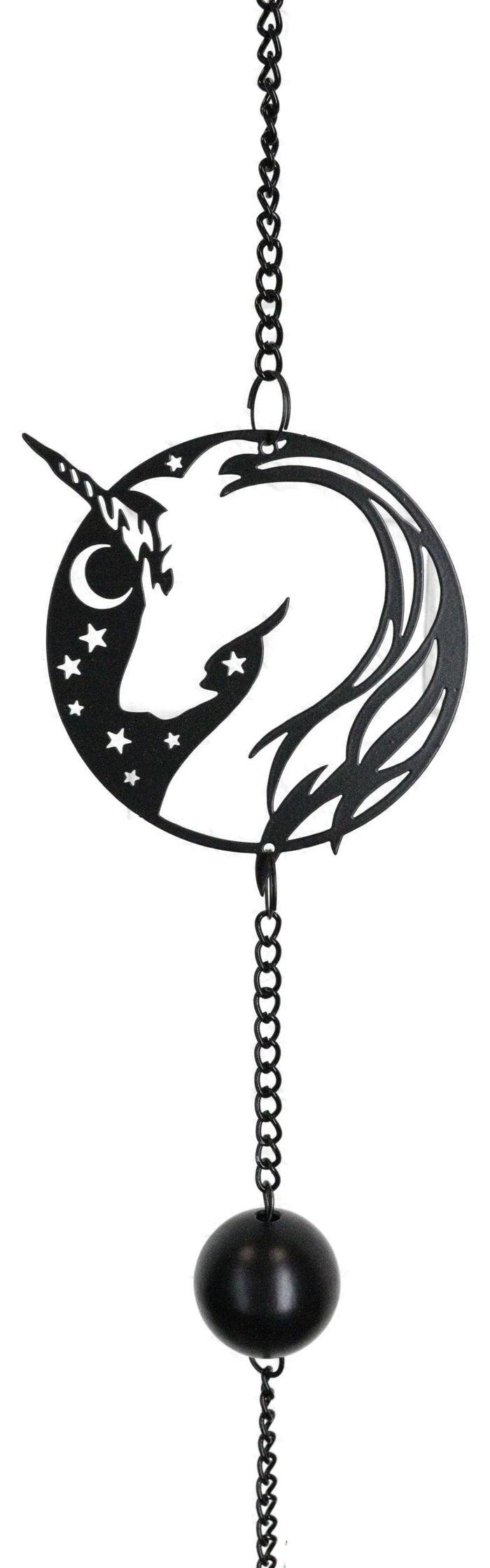 Ebros Gift Sacred Unicorn Horse With Moon And Stars Metal Wall Hanging Mobile Wind Chime
