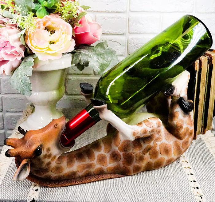 Ebros Gift Safari Giraffe Wine Bottle And Salt And Pepper Shakers Holder Kitchen Figurine