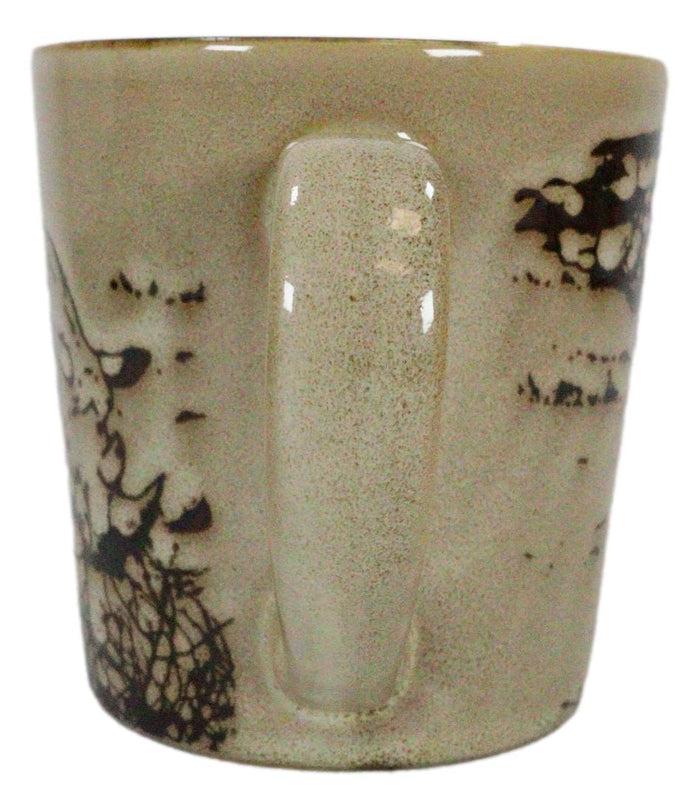 Ebros Gift Safari Grasslands Black Rhinoceros Drinking Beverage Ceramic Mug 16oz