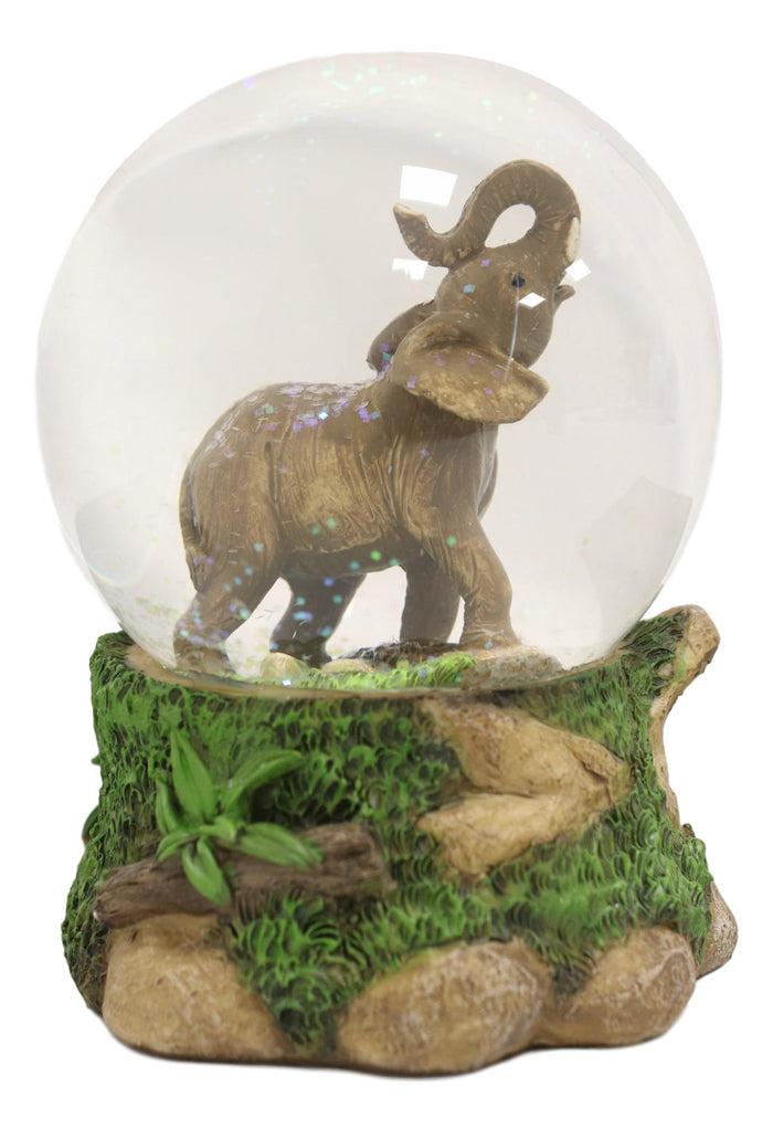 Ebros Gift Safari Grasslands Savanna African Bush Elephant Glitter Water Globe Figurine