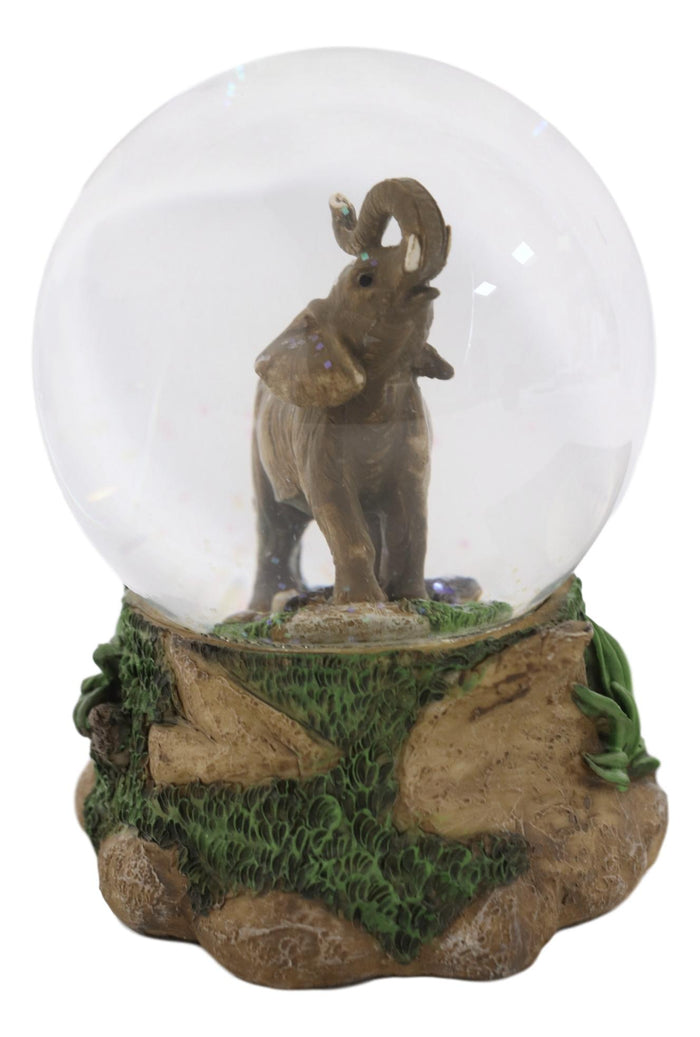 Ebros Gift Safari Grasslands Savanna African Bush Elephant Glitter Water Globe Figurine