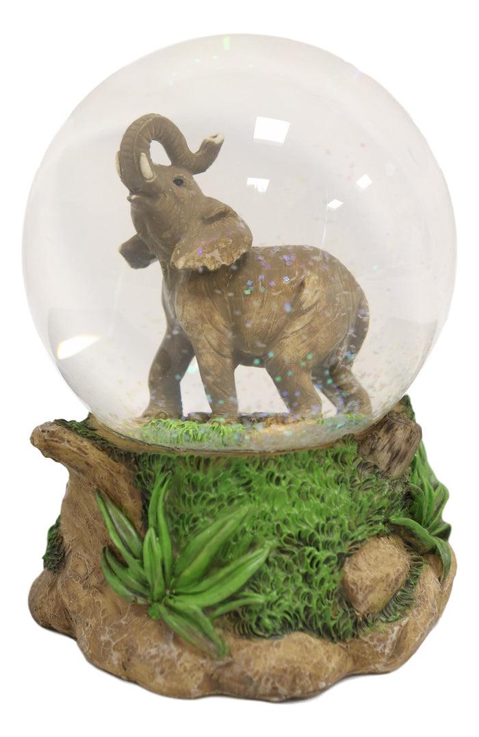 Ebros Gift Safari Grasslands Savanna African Bush Elephant Glitter Water Globe Figurine