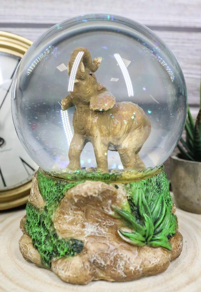 ebros gift Safari Grasslands Savanna African Bush Elephant Glitter Water Globe Figurine