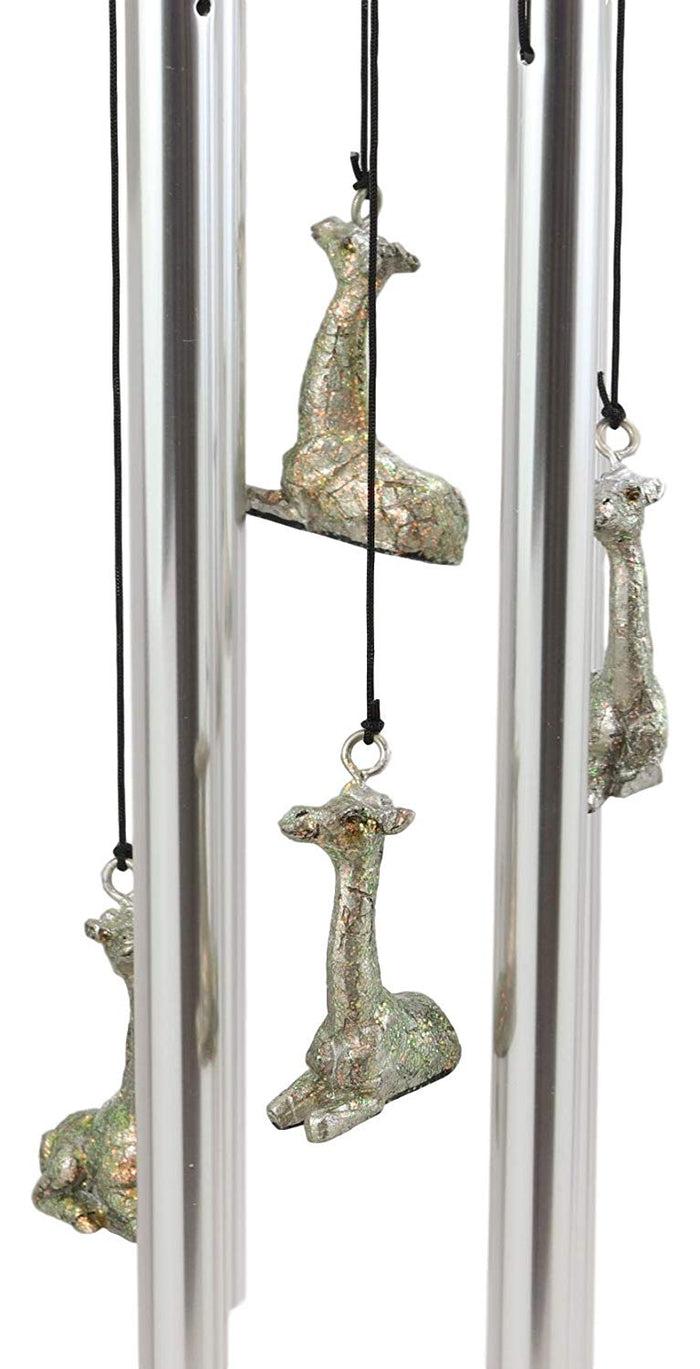 Ebros Gift Safari Madagascar Two Giraffe Couples In Love Figurine Crown Garden Wind Chime