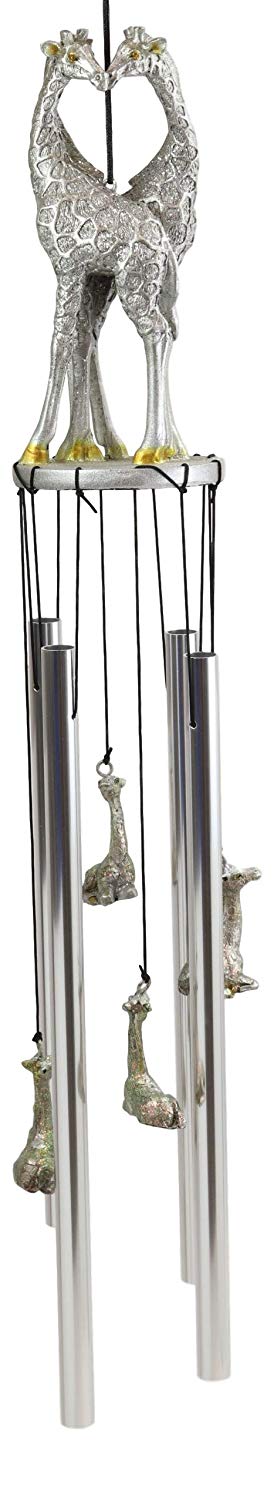 Ebros Gift Safari Madagascar Two Giraffe Couples In Love Figurine Crown Garden Wind Chime