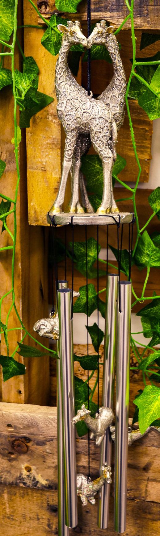 ebros gift Safari Madagascar Two Giraffe Couples In Love Figurine Crown Garden Wind Chime