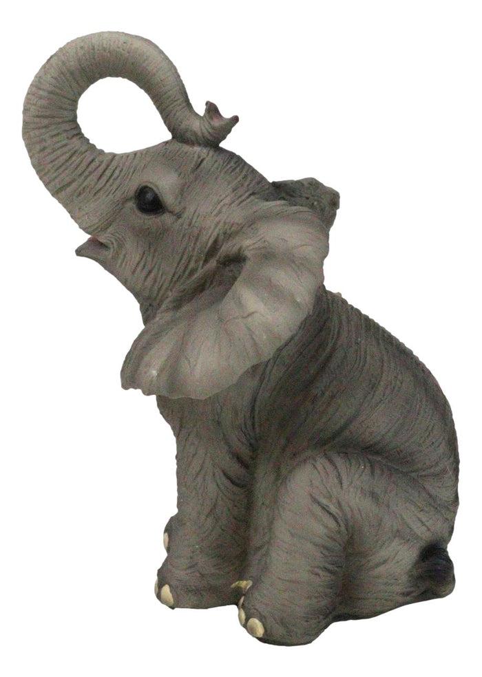 Ebros Gift Safari Savanna Grasslands Wildlife African Bush Elephant Lifting Trunk Figurine