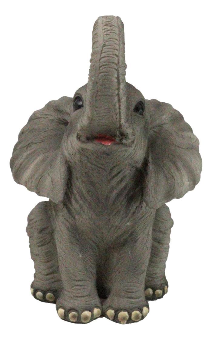 Ebros Gift Safari Savanna Grasslands Wildlife African Bush Elephant Lifting Trunk Figurine