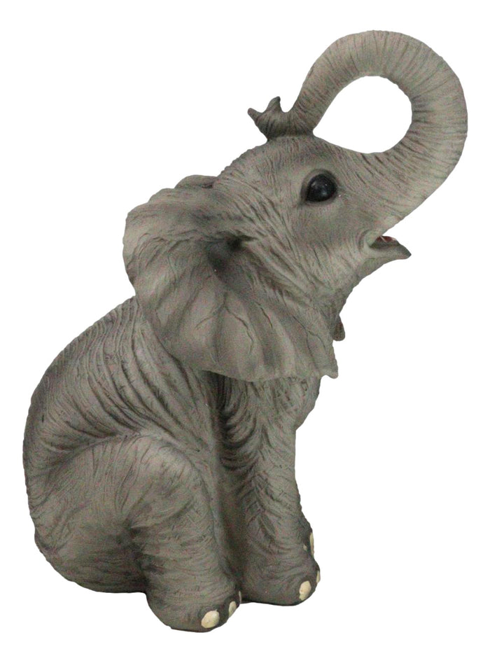 Ebros Gift Safari Savanna Grasslands Wildlife African Bush Elephant Lifting Trunk Figurine