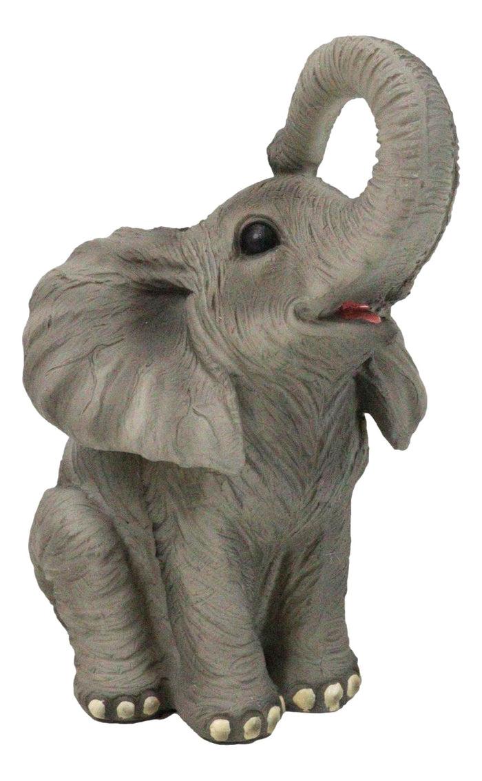 ebros gift Safari Savanna Grasslands Wildlife African Bush Elephant Lifting Trunk Figurine