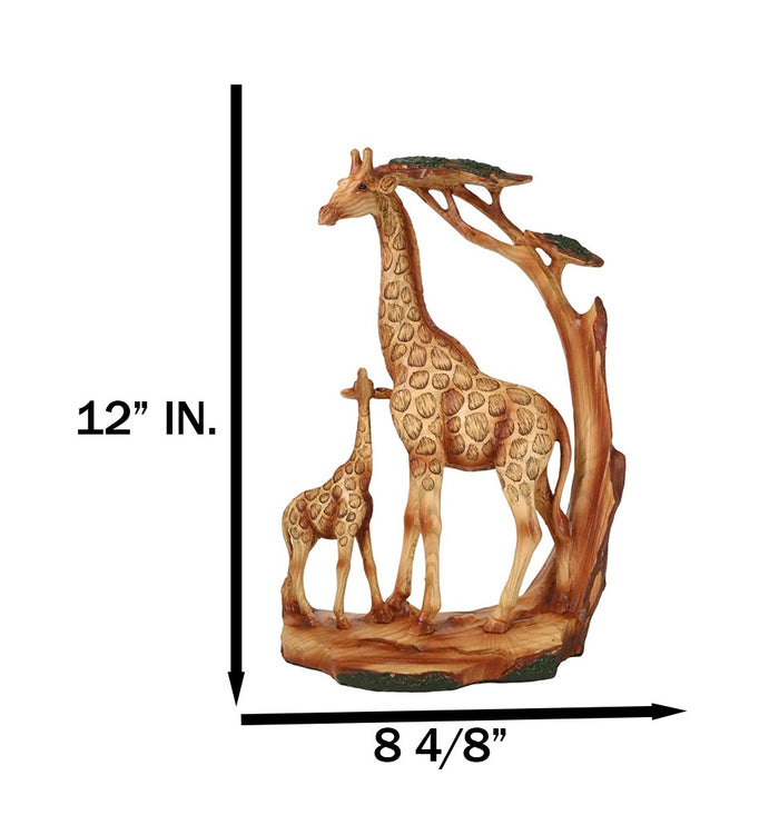 Ebros Gift Safari Savannah Giraffe Family In Scenic Forest Faux Wooden Cutout Figurine