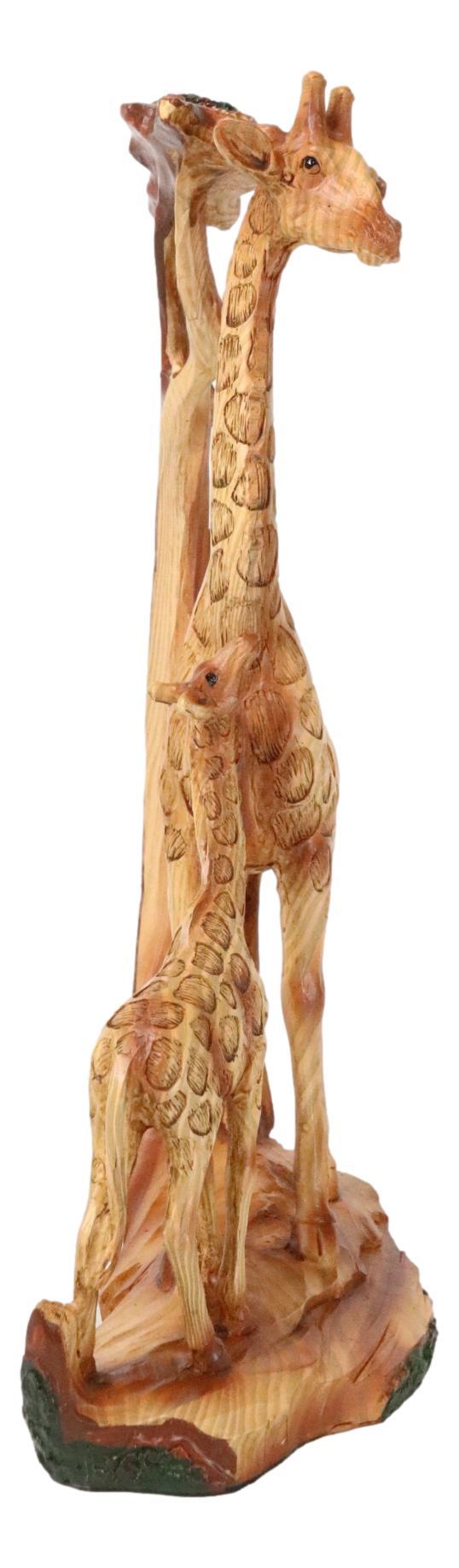 Ebros Gift Safari Savannah Giraffe Family In Scenic Forest Faux Wooden Cutout Figurine