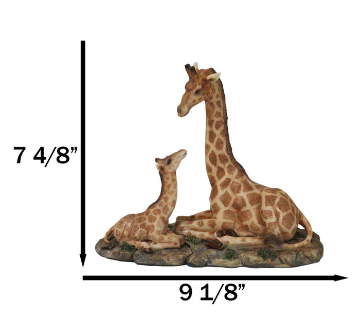 Ebros Gift Safari Savannah Masai Giraffe Mother And Calf Sitting On Grasslands Figurine