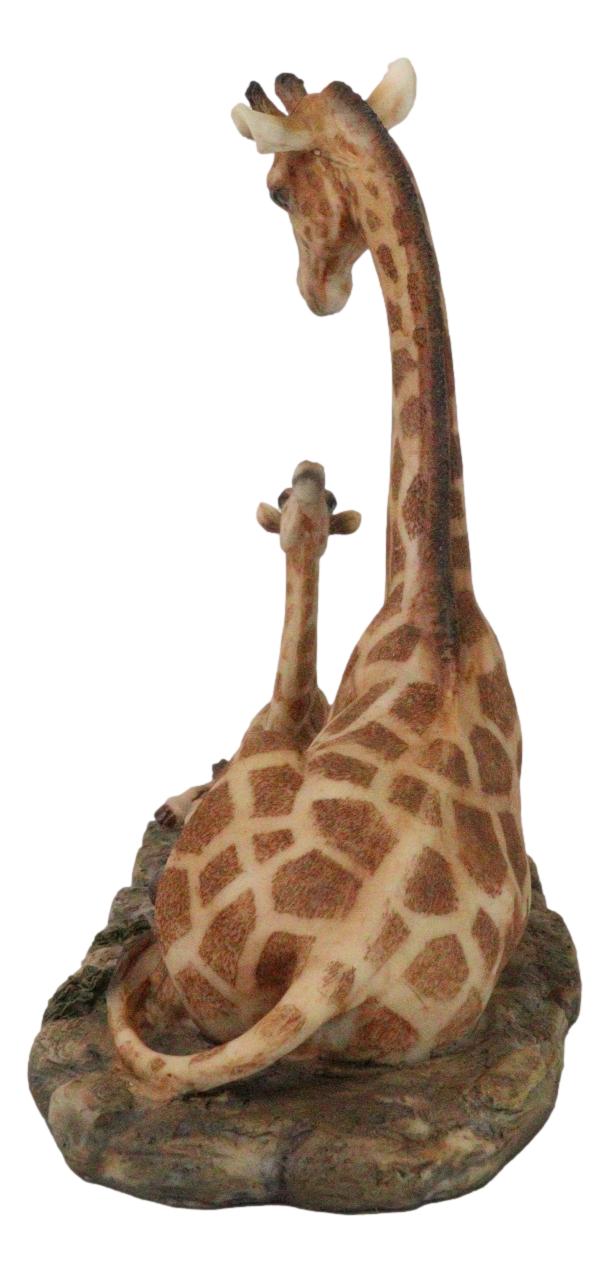 Ebros Gift Safari Savannah Masai Giraffe Mother And Calf Sitting On Grasslands Figurine