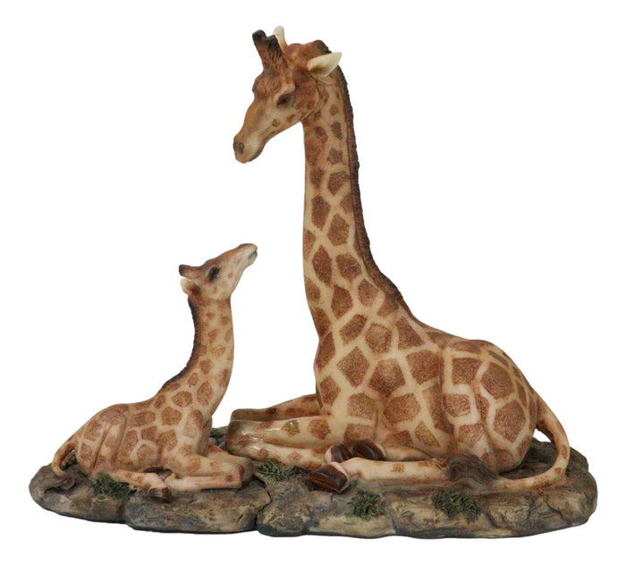 ebros gift Safari Savannah Masai Giraffe Mother and Calf Sitting On Grasslands Figurine