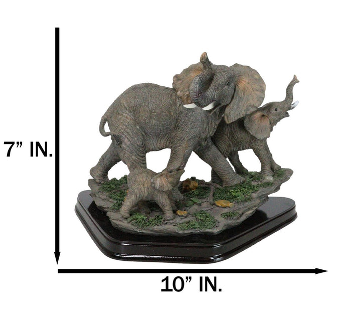 Ebros Gift Safari Trio Marching Elephants Father And 2 Calves On Forest Floor Figurine