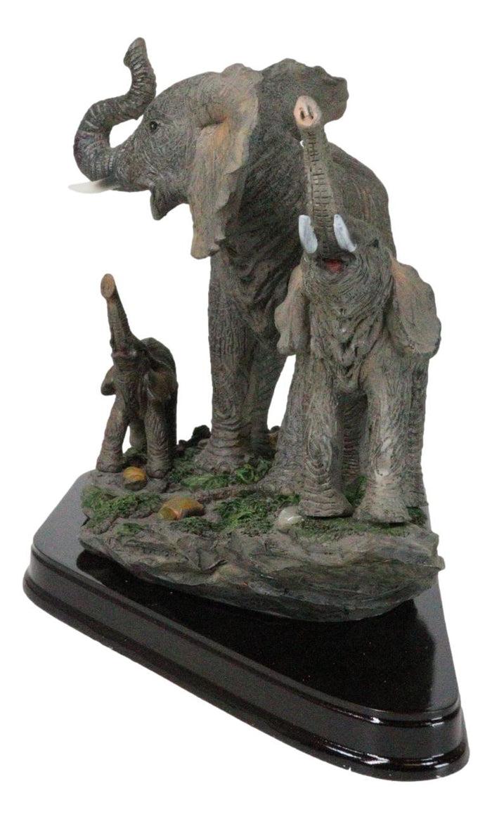 Ebros Gift Safari Trio Marching Elephants Father And 2 Calves On Forest Floor Figurine