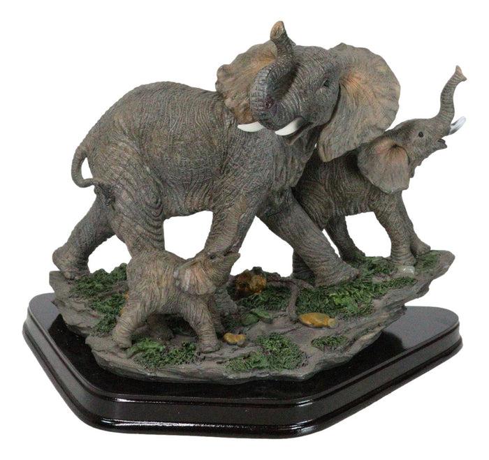 ebros gift Safari Trio Marching Elephants Father and 2 Calves On Forest Floor Figurine