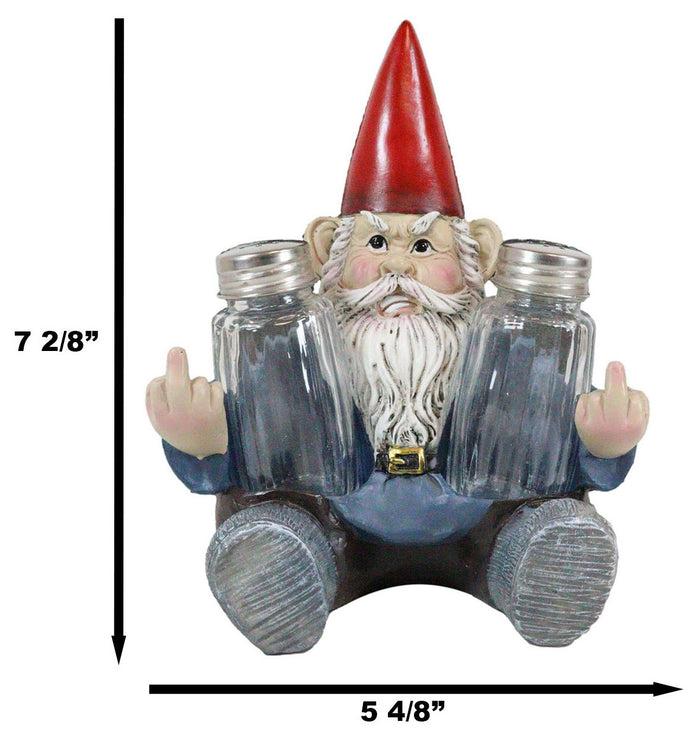 Ebros Gift Salty Rude Mr Gnome Flipping The Bird Bugger Off Salt And Pepper Shakers Holder