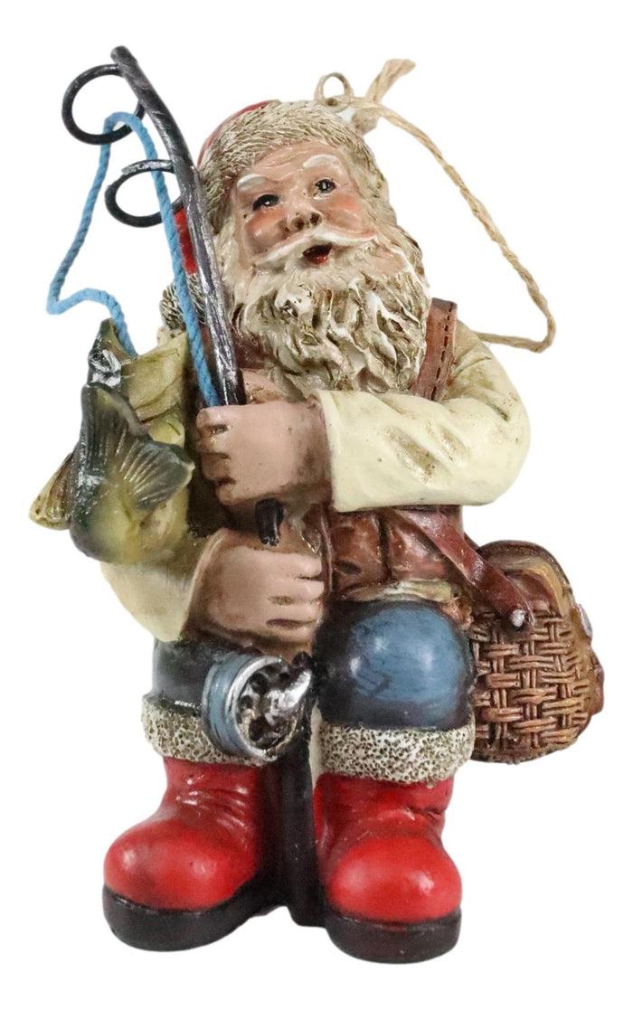 Ebros Gift Santa Claus With Fishing Pole And Tackle Box Christmas Tree Hanging Ornament