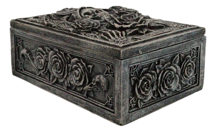 Ebros Gift Santa Muerte Day Of The Dead Skull Pentagram Roses Tarot Cards Trinket Box