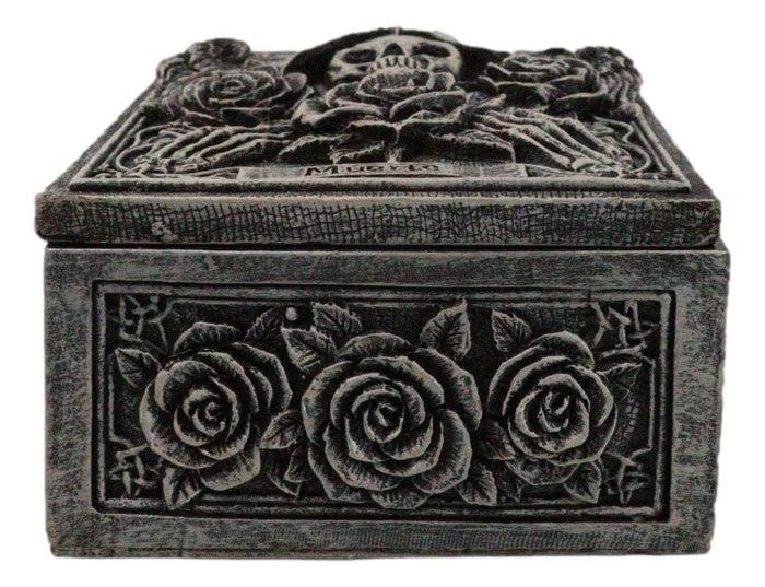 Ebros Gift Santa Muerte Day Of The Dead Skull Pentagram Roses Tarot Cards Trinket Box