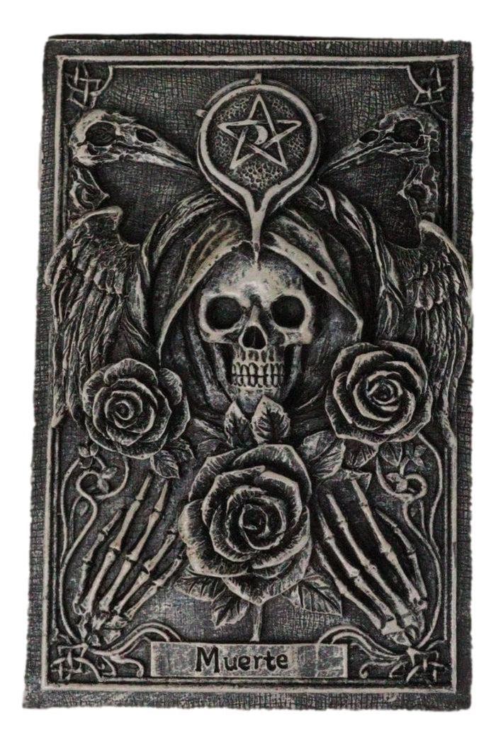 Ebros Gift Santa Muerte Day Of The Dead Skull Pentagram Roses Tarot Cards Trinket Box