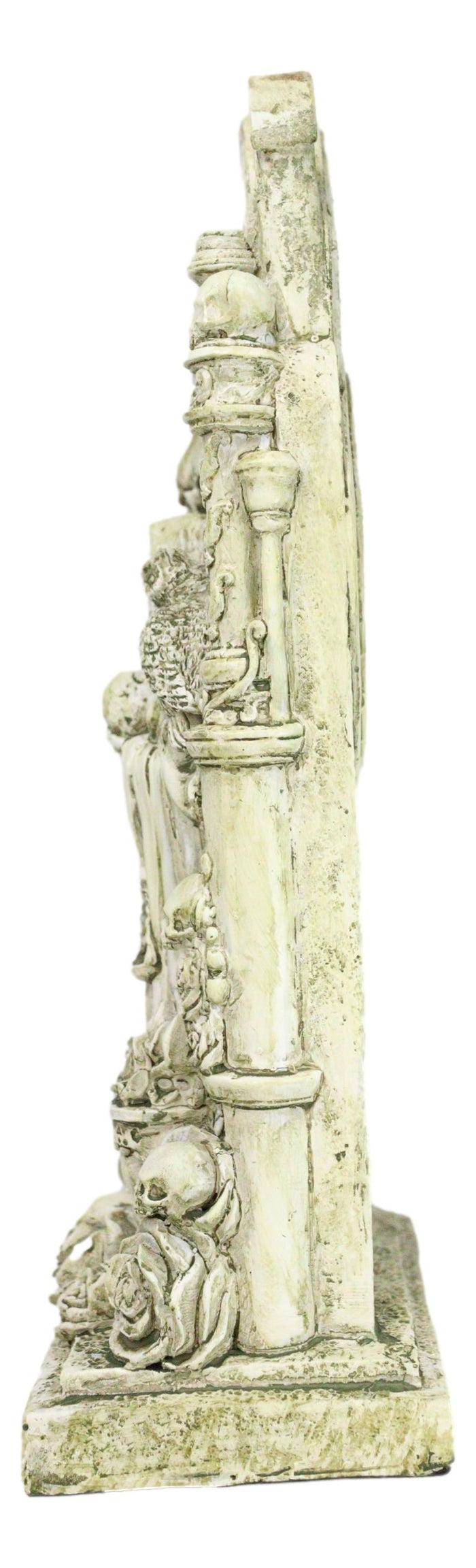 Ebros Gift Santa Muerte Holy Death Bone Mother Standing By Skulls Roses Graveyard Statue
