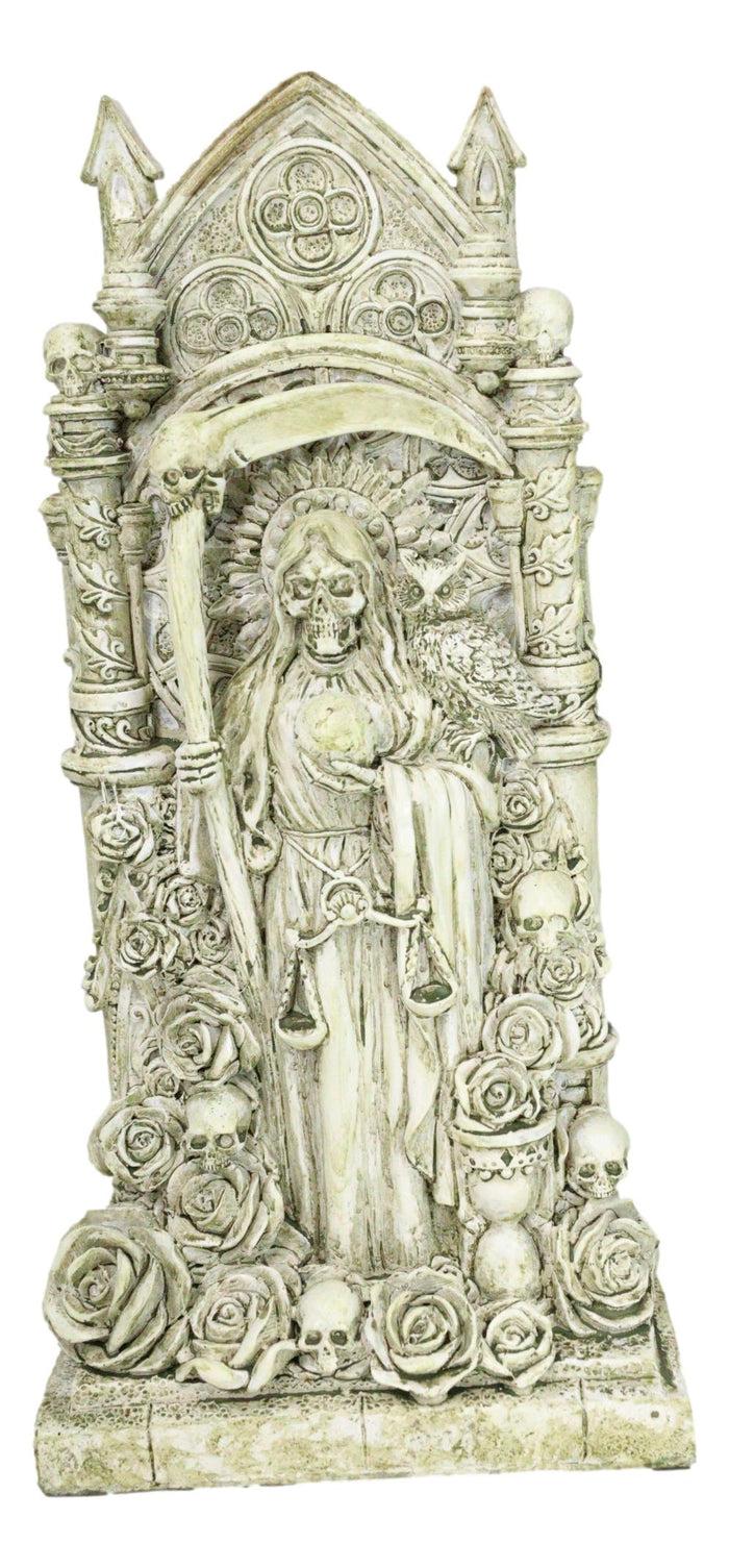 ebros gift Santa Muerte Holy Death Bone Mother Standing by Skulls Roses Graveyard Statue