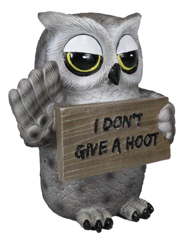 Ebros Gift Sassy Cynical Grey Owl Flipping The Bird With I Don't Give A Hoot Sign Figurine