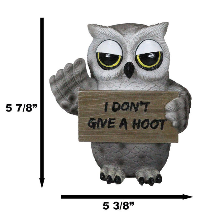 Ebros Gift Sassy Cynical Grey Owl Flipping The Bird With I Don't Give A Hoot Sign Figurine