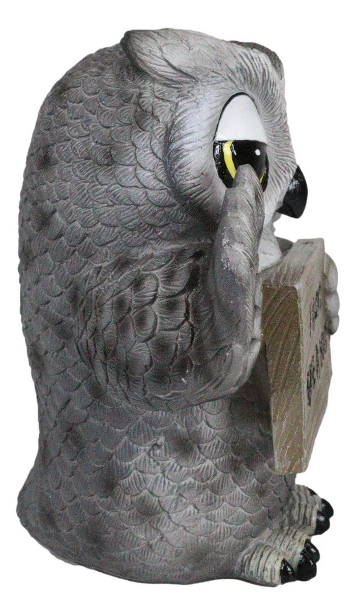 Ebros Gift Sassy Cynical Grey Owl Flipping The Bird With I Don't Give A Hoot Sign Figurine