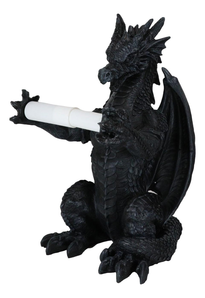 Ebros Gift Saurian Servant Gothic Serpentine Dragon Floor Standing Toilet Paper Holder 13"H