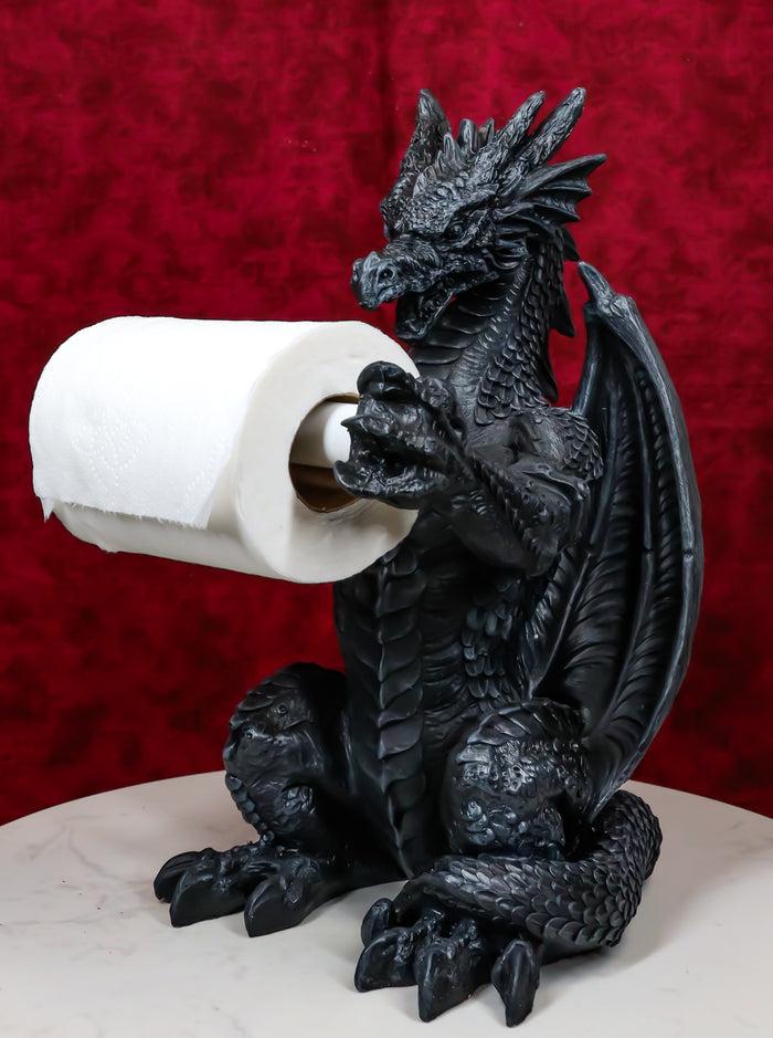 ebros gift Saurian Servant Gothic Serpentine Dragon Floor Standing Toilet Paper Holder 13"H