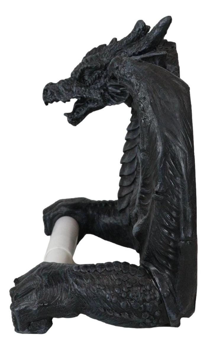 Ebros Gift Saurian Servant Mythical Gothic Serpentine Dragon Toilet Paper Holder 9"H