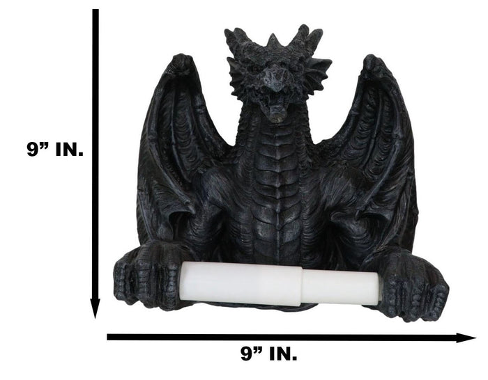 Ebros Gift Saurian Servant Mythical Gothic Serpentine Dragon Toilet Paper Holder 9"H