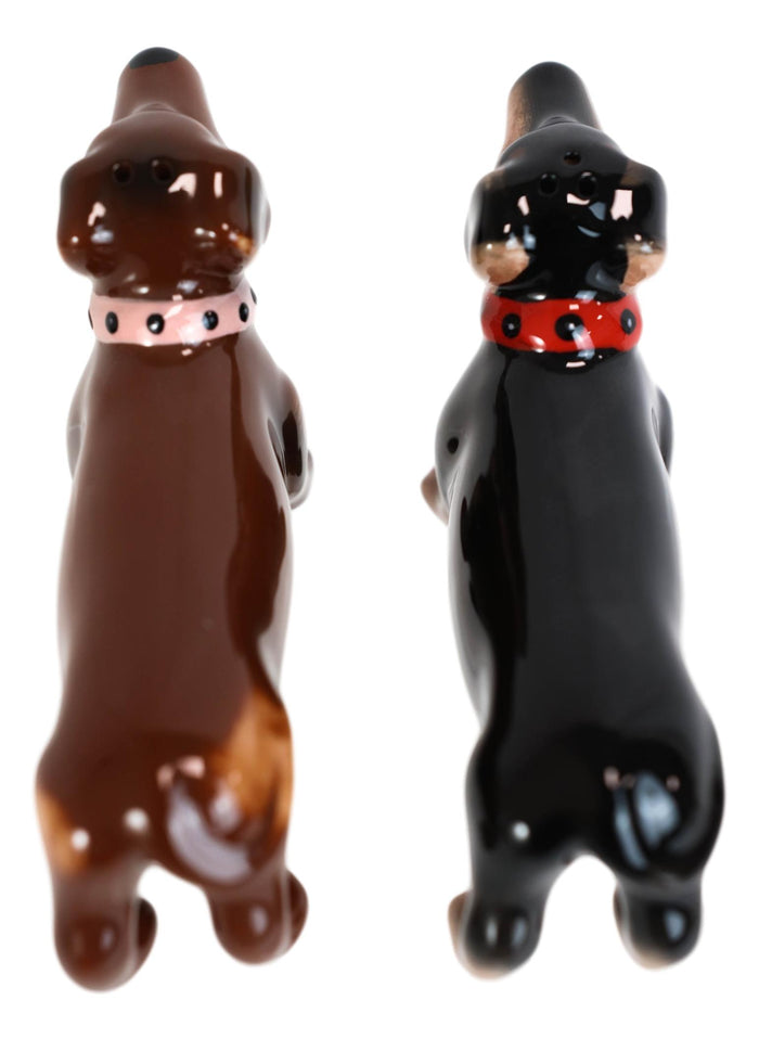 Ebros Gift Sausage Wiener Dogs Black And Chocolate Dachshunds Salt And Pepper Shakers Set