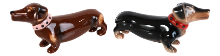 Ebros Gift Sausage Wiener Dogs Black And Chocolate Dachshunds Salt And Pepper Shakers Set