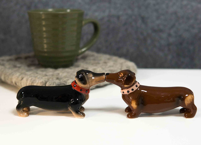 ebros gift Sausage Wiener Dogs Black And Chocolate Dachshunds Salt And Pepper Shakers Set