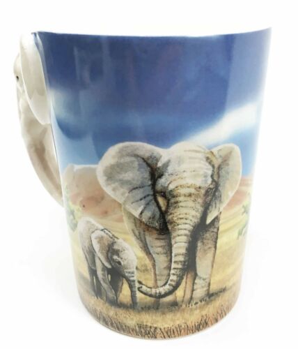 Ebros Gift Savanna Habitat Tusked Elephant Gajah 12oz Ceramic Mug Coffee Cup Home & Kitchen