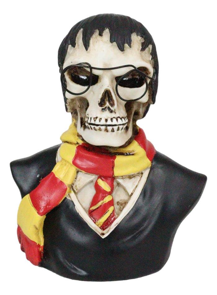 Ebros Gift Scary Potter Sorcerer Gryffindor Skeleton With Scarf And Glasses Mini Figurine